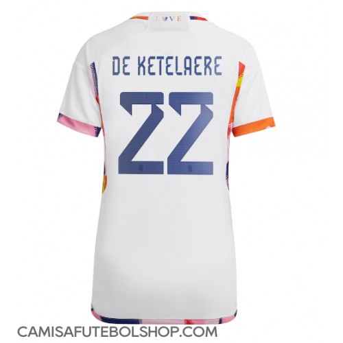 Camisa de time de futebol Bélgica Charles De Ketelaere #22 Replicas 2º Equipamento Feminina Mundo 2022 Manga Curta